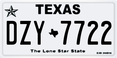 TX license plate DZY7722