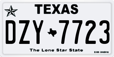 TX license plate DZY7723