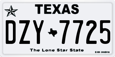 TX license plate DZY7725