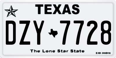 TX license plate DZY7728