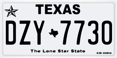 TX license plate DZY7730