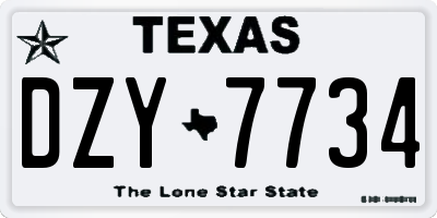 TX license plate DZY7734