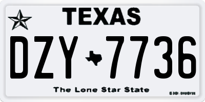 TX license plate DZY7736