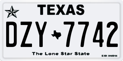 TX license plate DZY7742