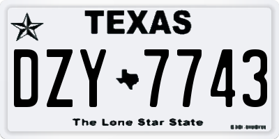 TX license plate DZY7743