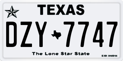 TX license plate DZY7747