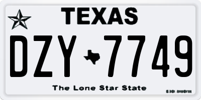 TX license plate DZY7749