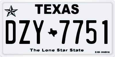 TX license plate DZY7751