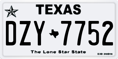 TX license plate DZY7752