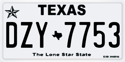 TX license plate DZY7753