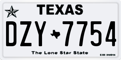 TX license plate DZY7754