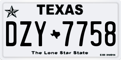 TX license plate DZY7758