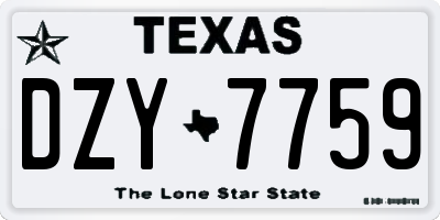 TX license plate DZY7759