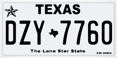 TX license plate DZY7760