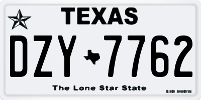 TX license plate DZY7762