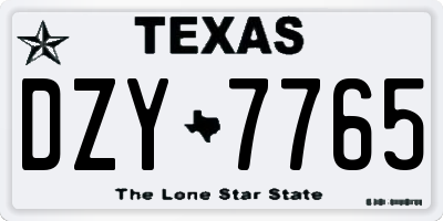 TX license plate DZY7765