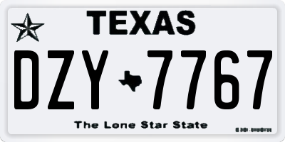 TX license plate DZY7767