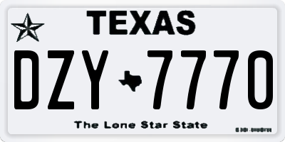 TX license plate DZY7770