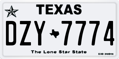 TX license plate DZY7774