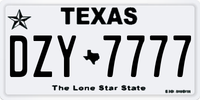 TX license plate DZY7777