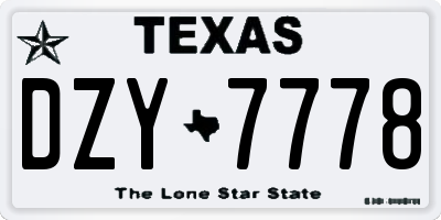 TX license plate DZY7778