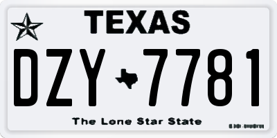 TX license plate DZY7781