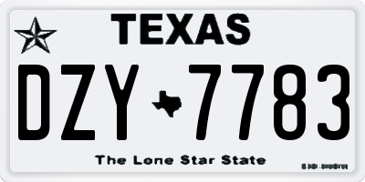 TX license plate DZY7783