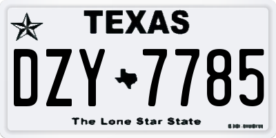 TX license plate DZY7785