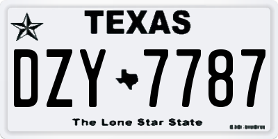 TX license plate DZY7787