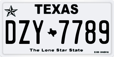 TX license plate DZY7789