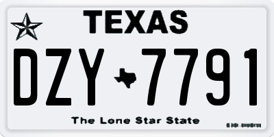 TX license plate DZY7791