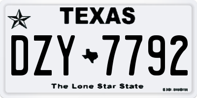 TX license plate DZY7792