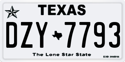 TX license plate DZY7793