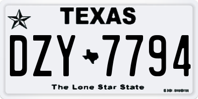 TX license plate DZY7794