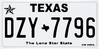 TX license plate DZY7796