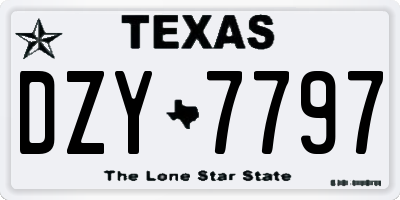 TX license plate DZY7797