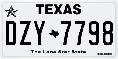 TX license plate DZY7798