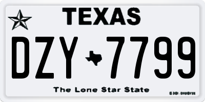 TX license plate DZY7799