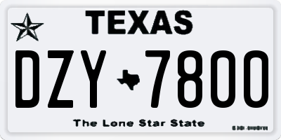 TX license plate DZY7800