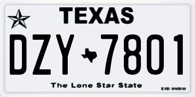 TX license plate DZY7801