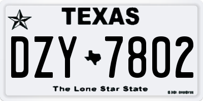 TX license plate DZY7802