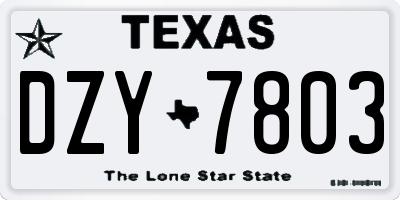 TX license plate DZY7803