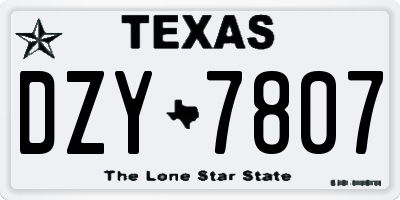 TX license plate DZY7807