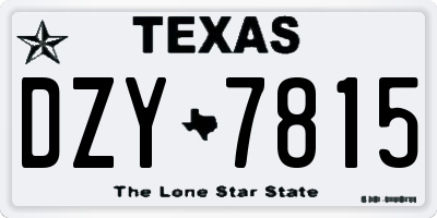 TX license plate DZY7815