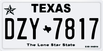 TX license plate DZY7817