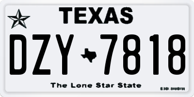 TX license plate DZY7818