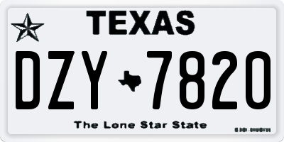 TX license plate DZY7820