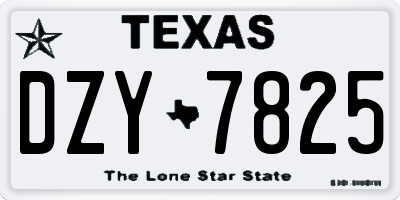 TX license plate DZY7825