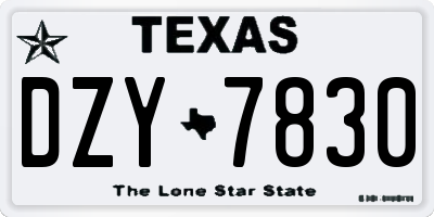 TX license plate DZY7830