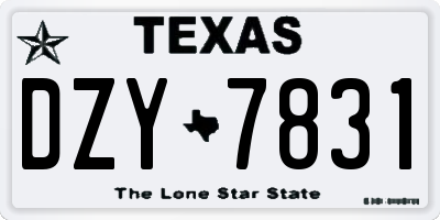 TX license plate DZY7831